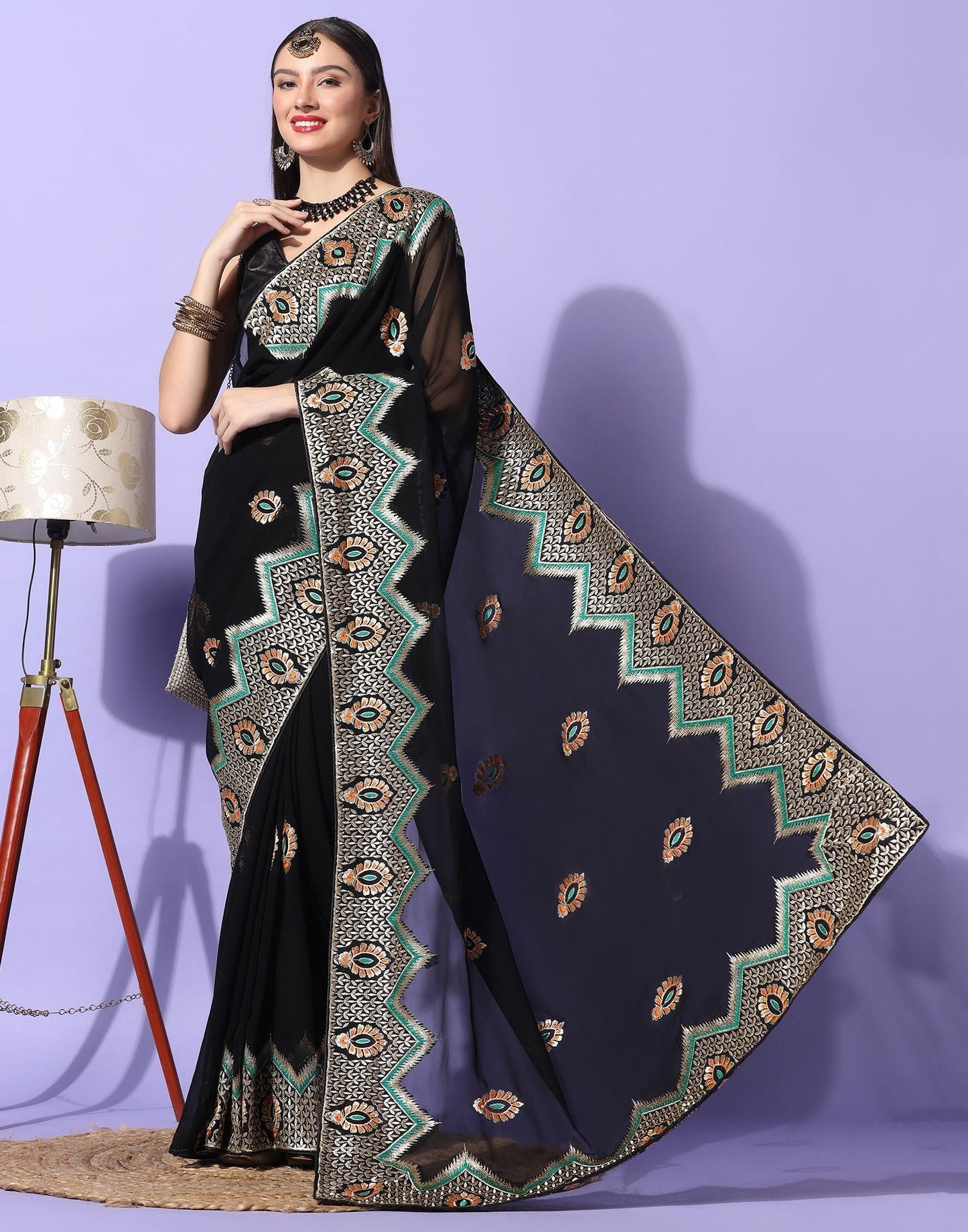 Black Embroidery Saree