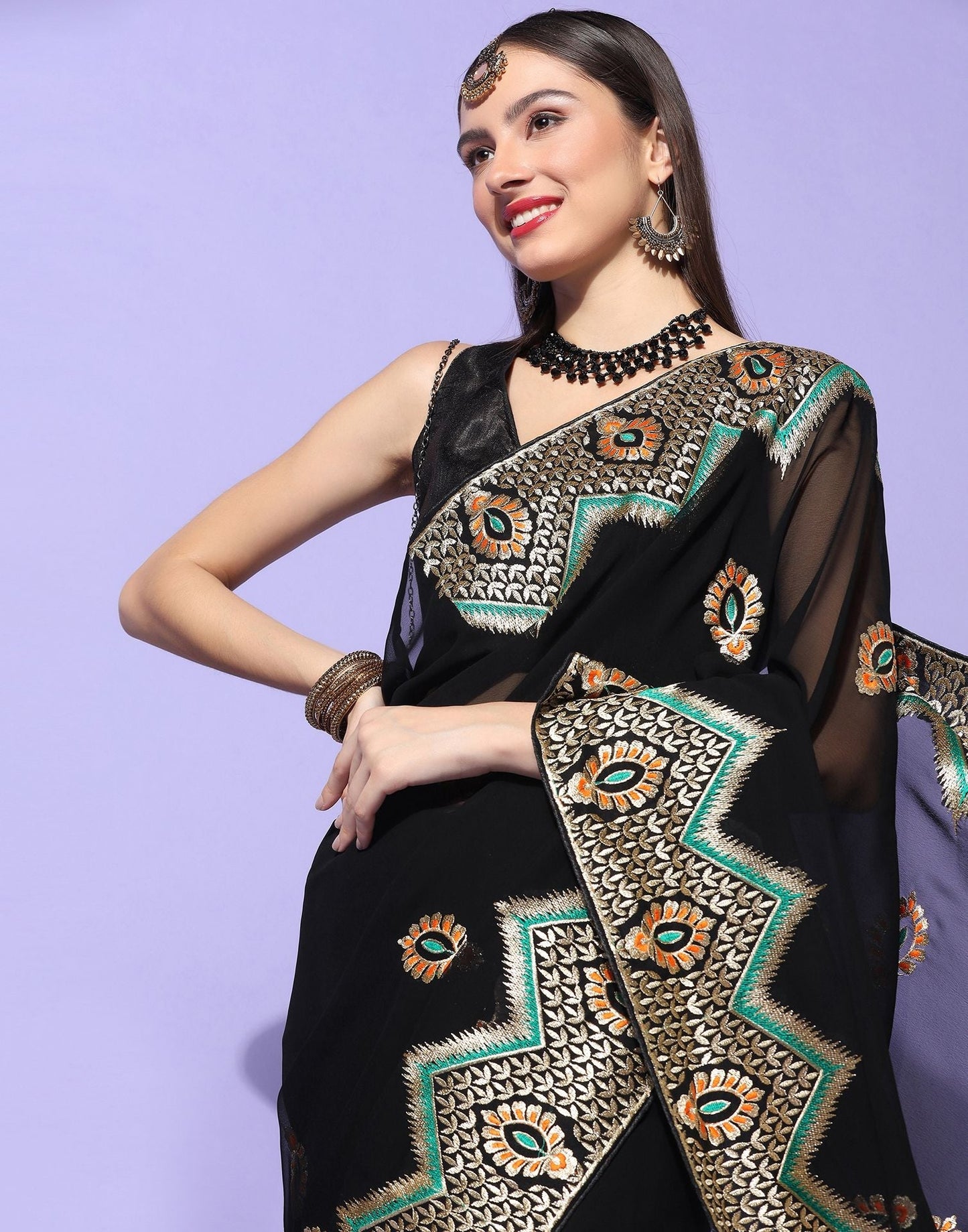 Black Embroidery Saree