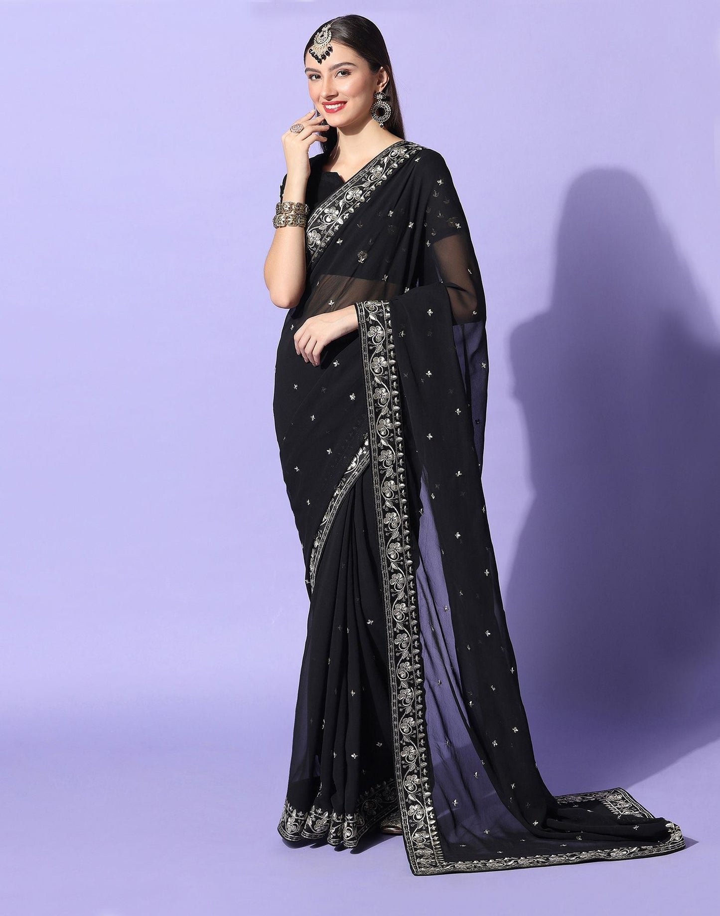 Black Embroidery Saree