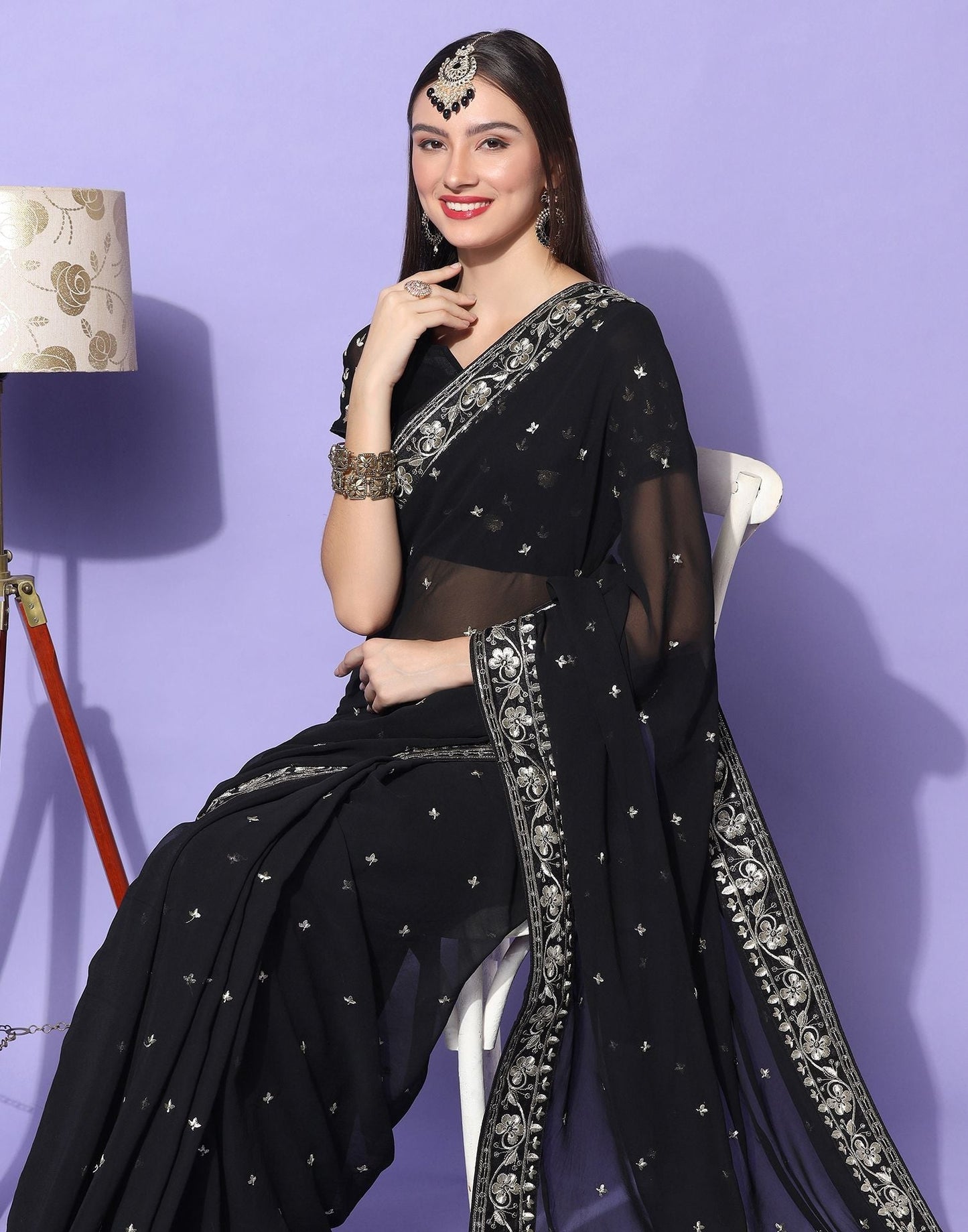 Black Embroidery Saree