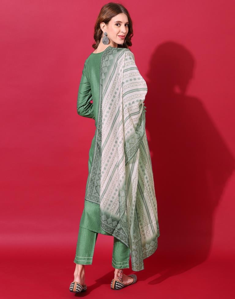 Green Kurti With Pant And Dupatta