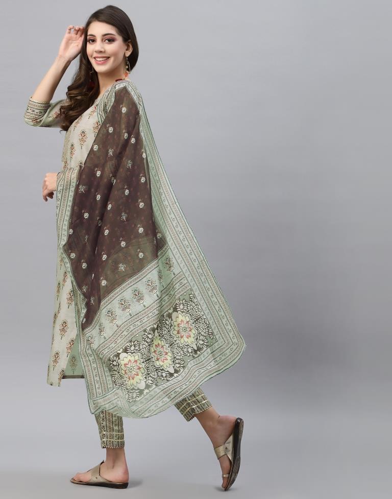 Green Kurti With Pant And Dupatta