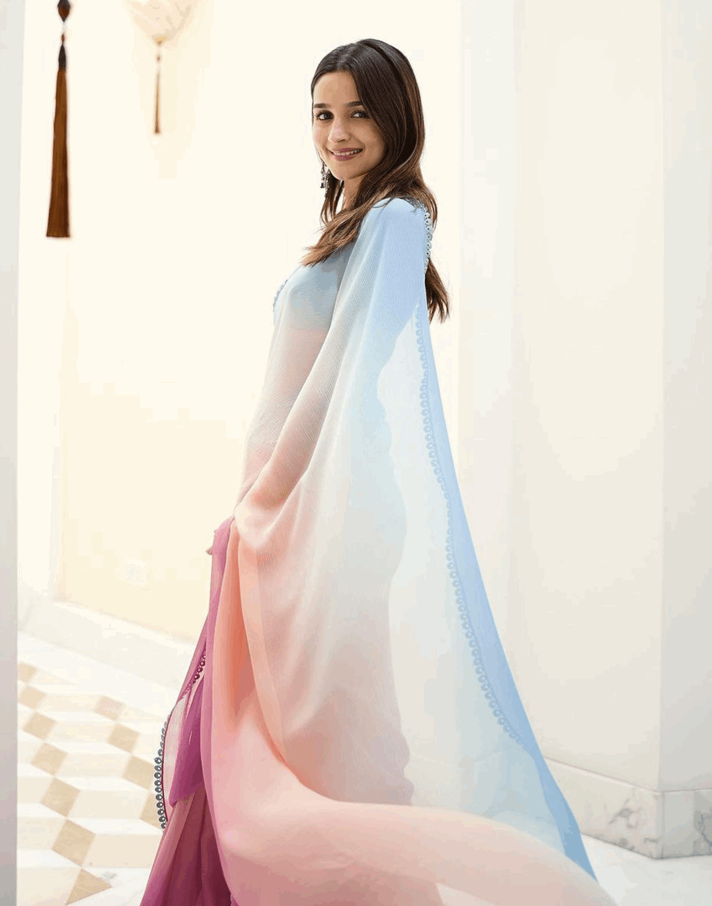 Alia Bhatt's Soft Georgette Multicoloured Saree