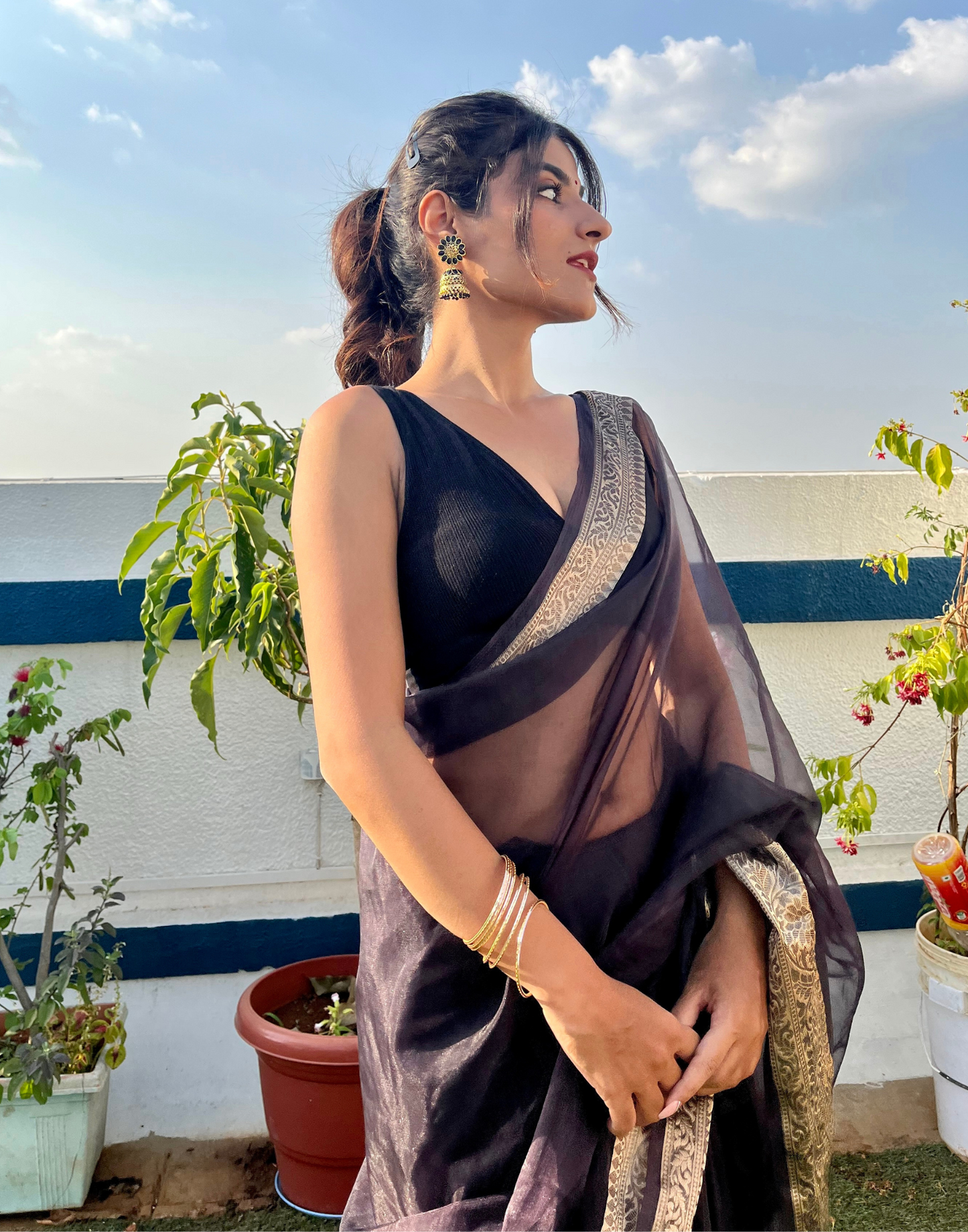 Black Organza Saree