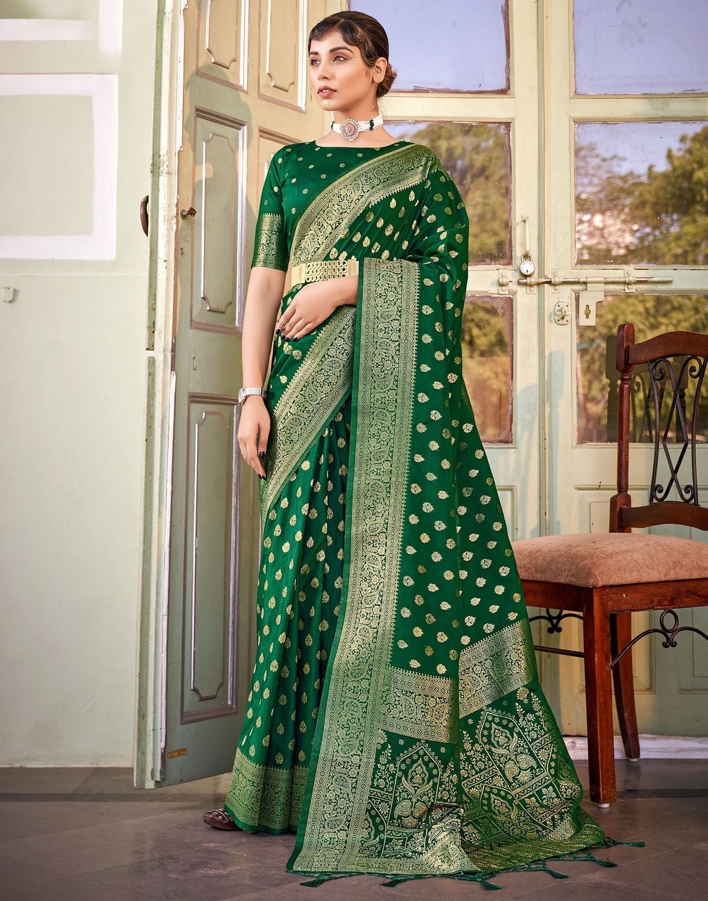 Green Banarasi Saree