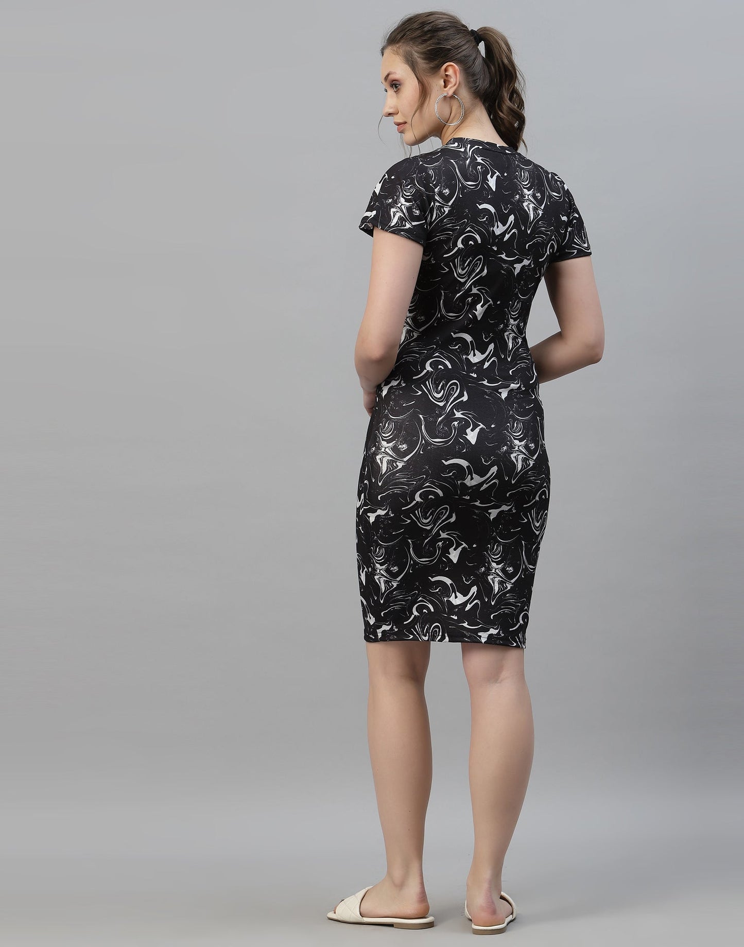 Black Printed Bodycon Dress