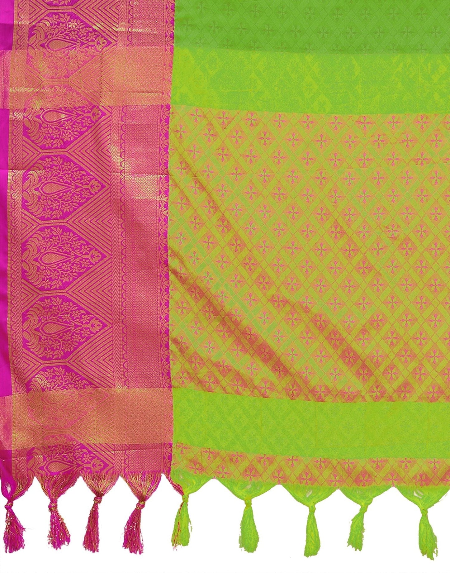 Parrot Green Cotton Saree