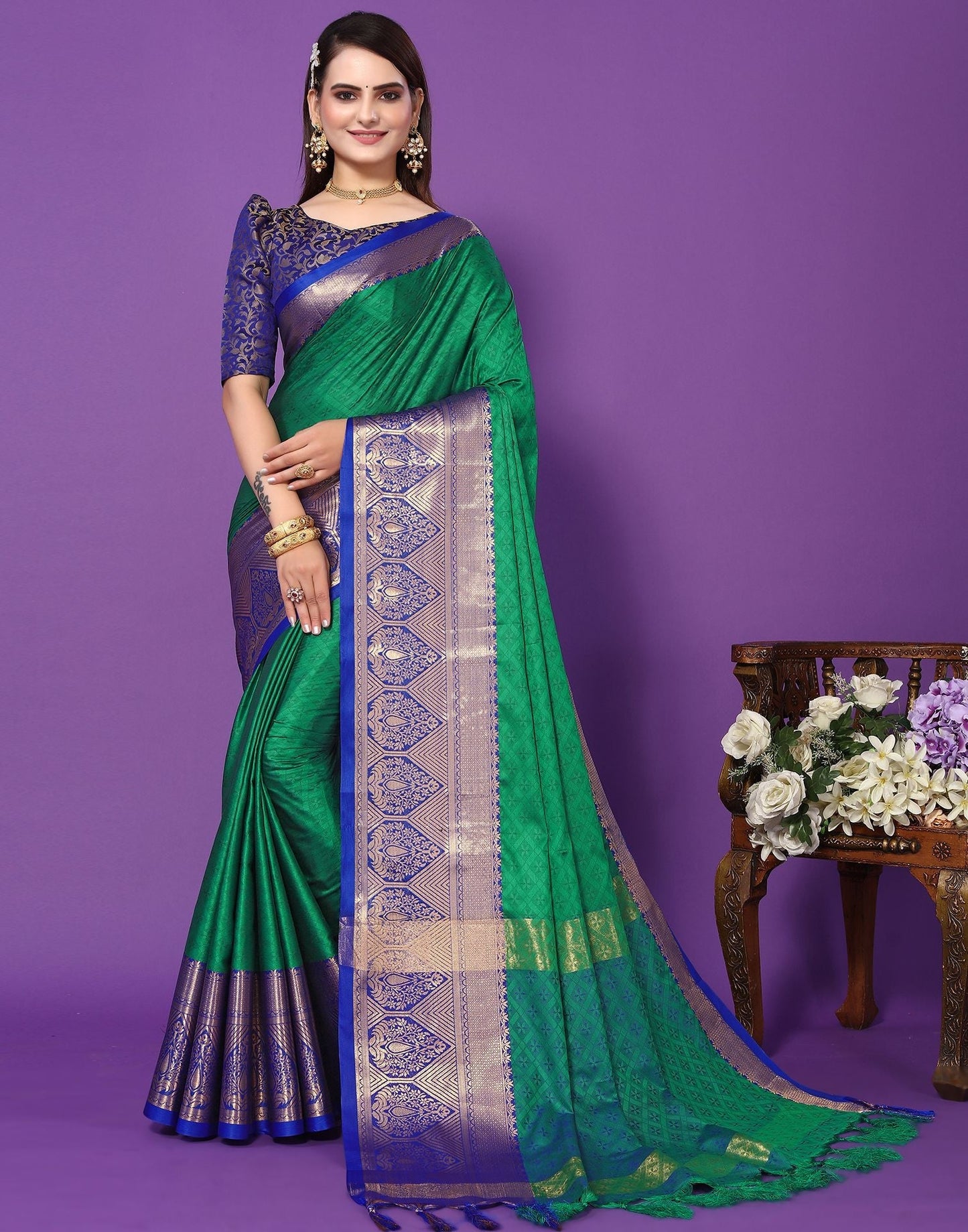 Green Cotton Saree