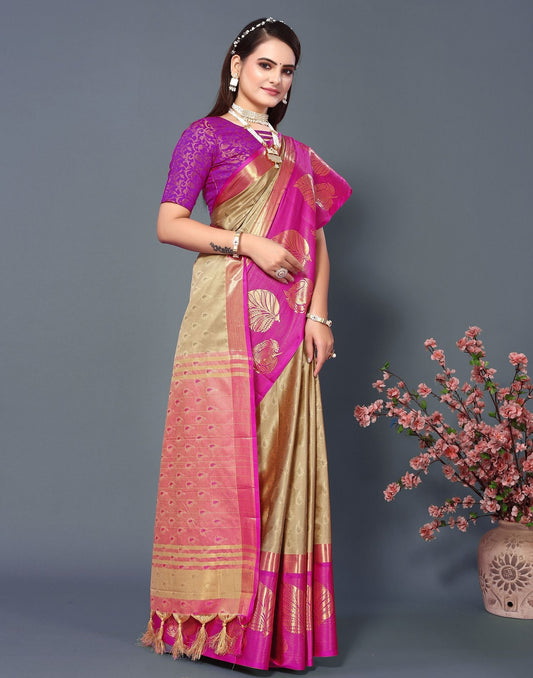 Beige Cotton Saree