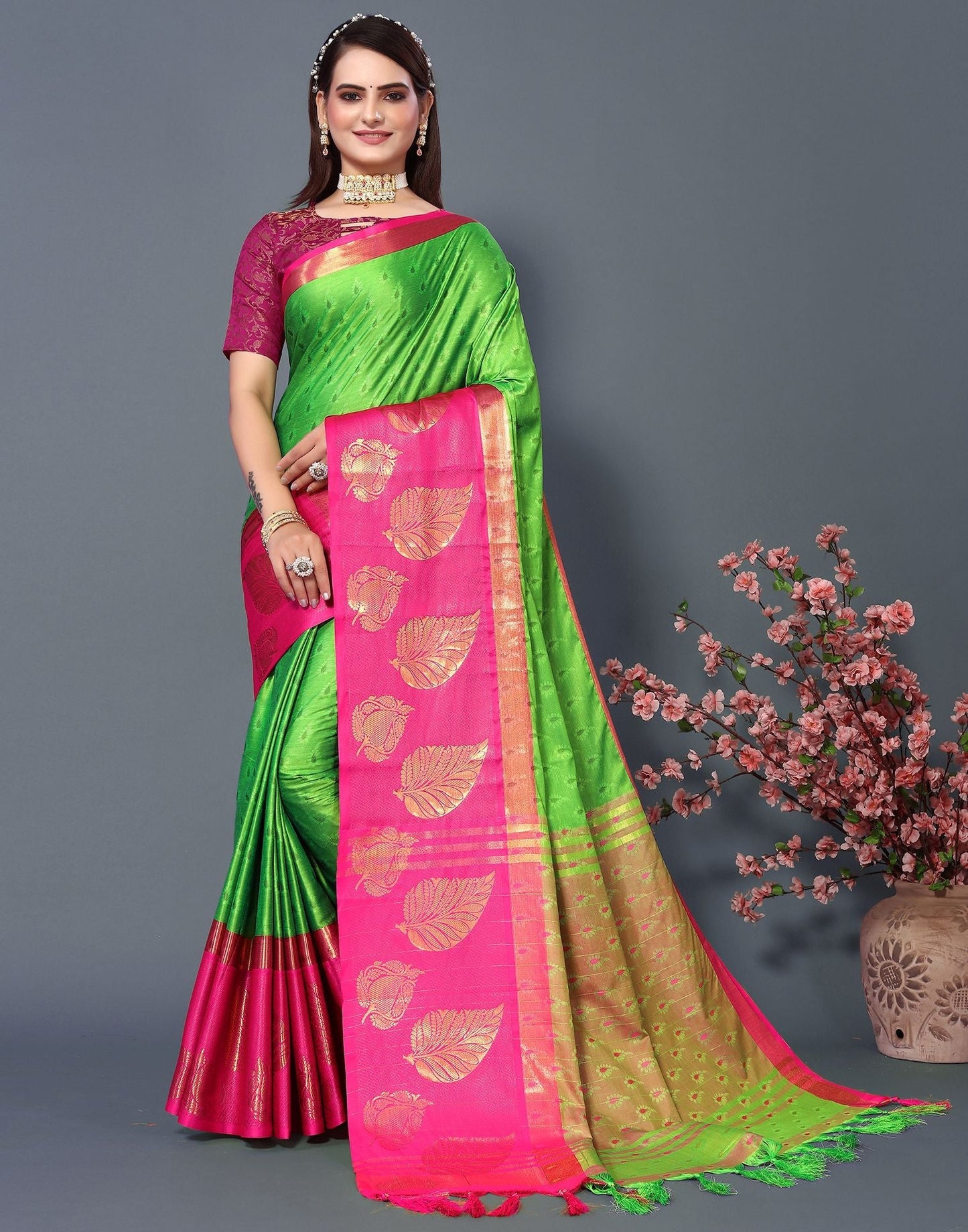 Green Cotton Saree