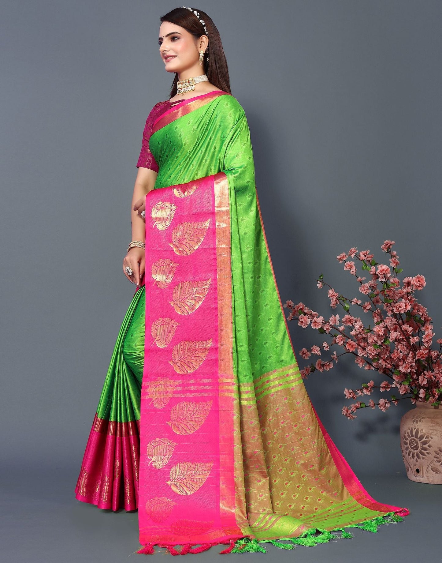 Green Cotton Saree