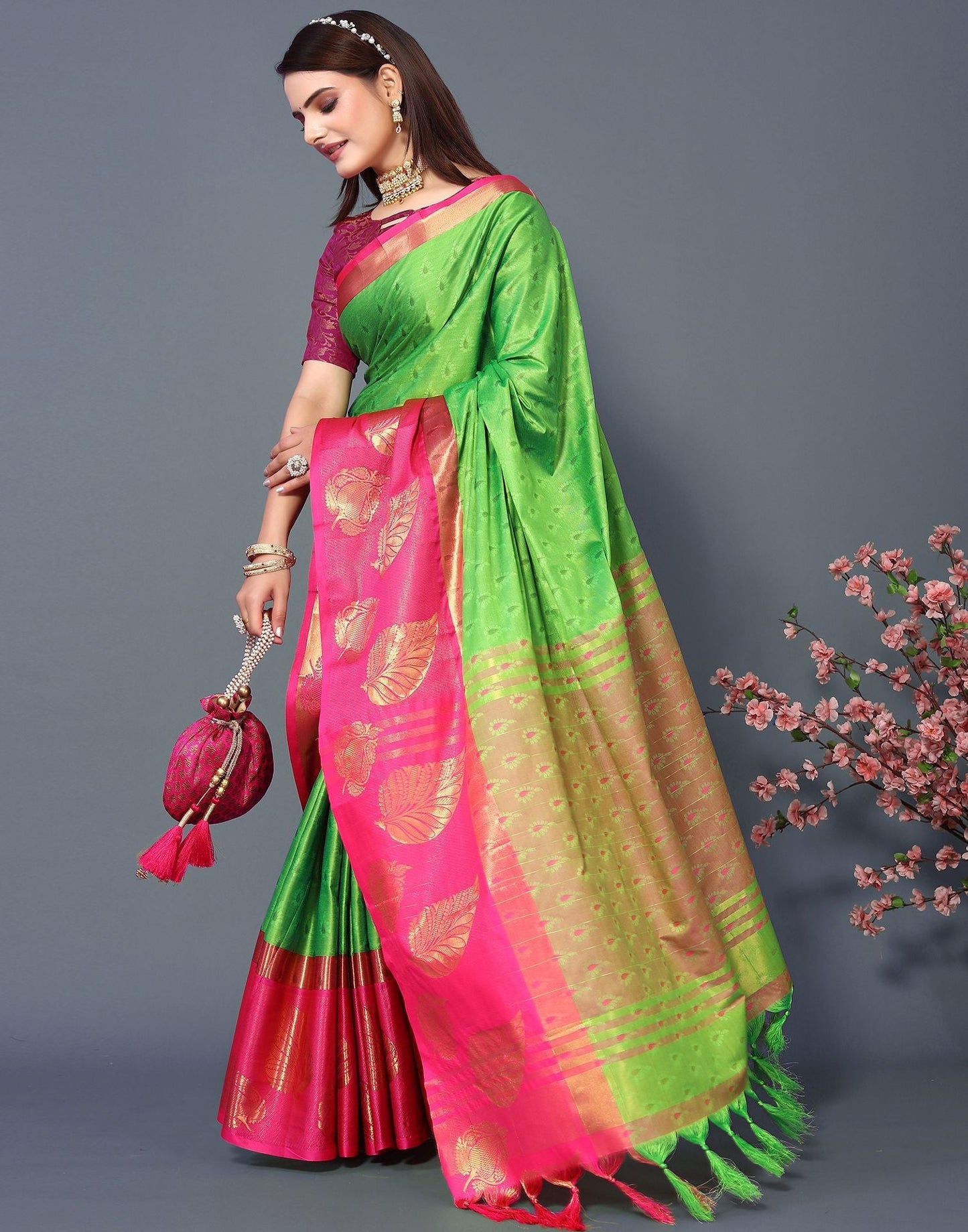 Green Cotton Saree