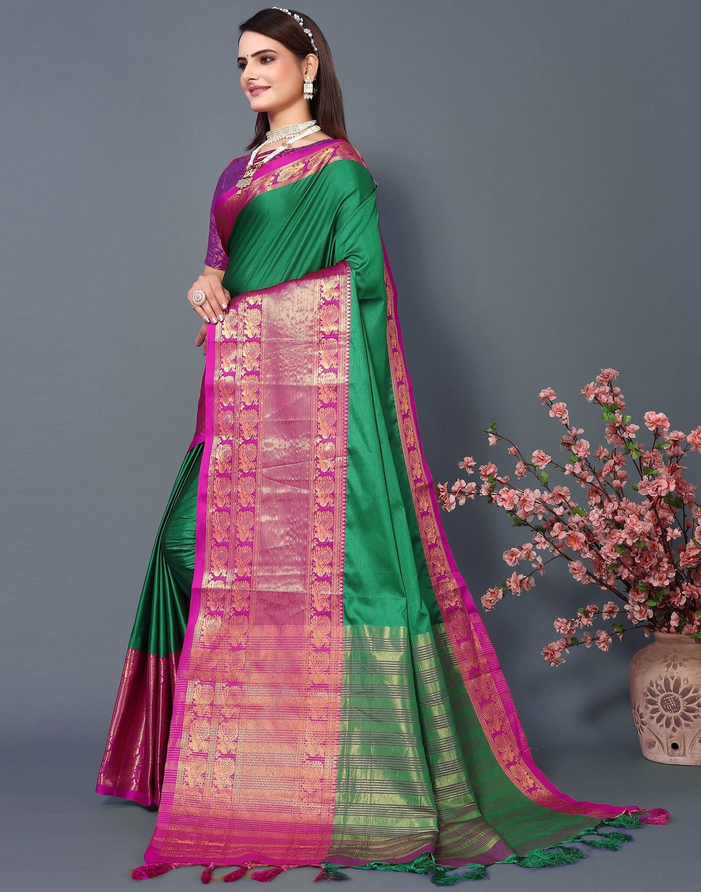 Green Cotton Saree