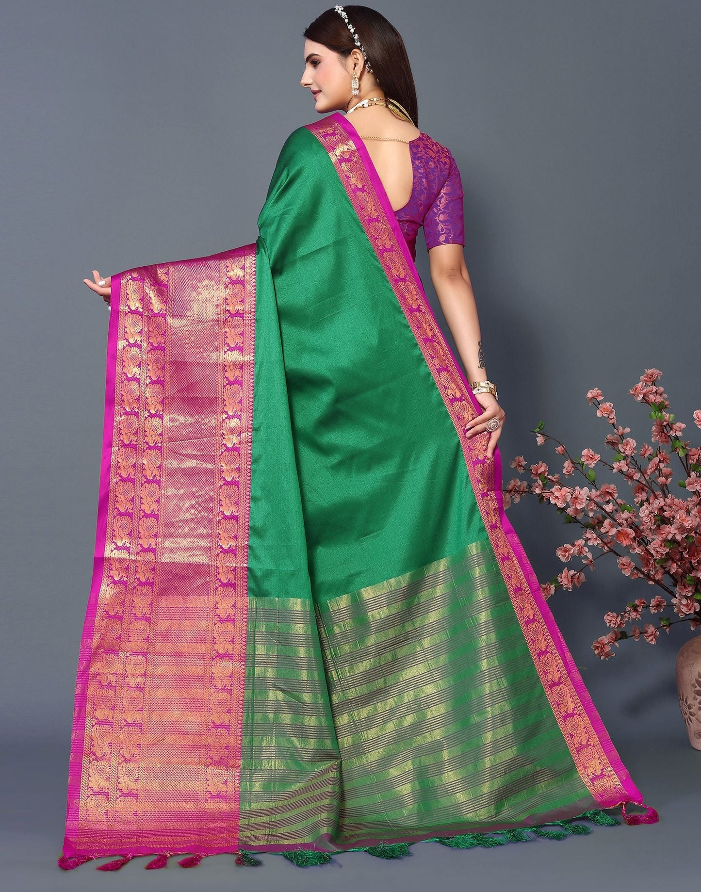 Green Cotton Saree