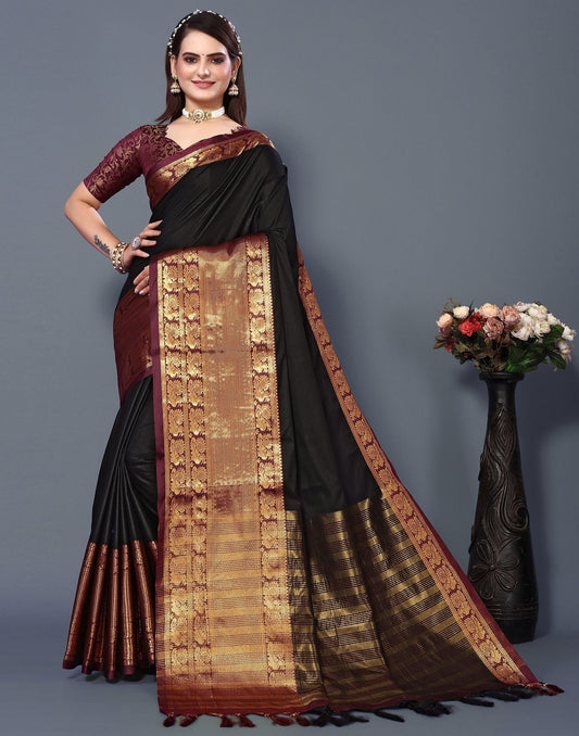 Black Cotton Saree