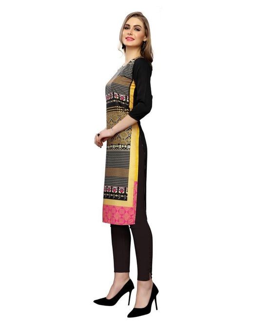 Black Printed Crepe Kurti