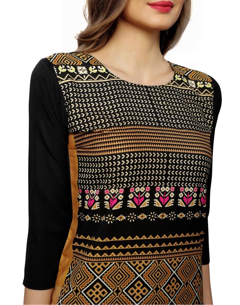 Black Printed Crepe Kurti