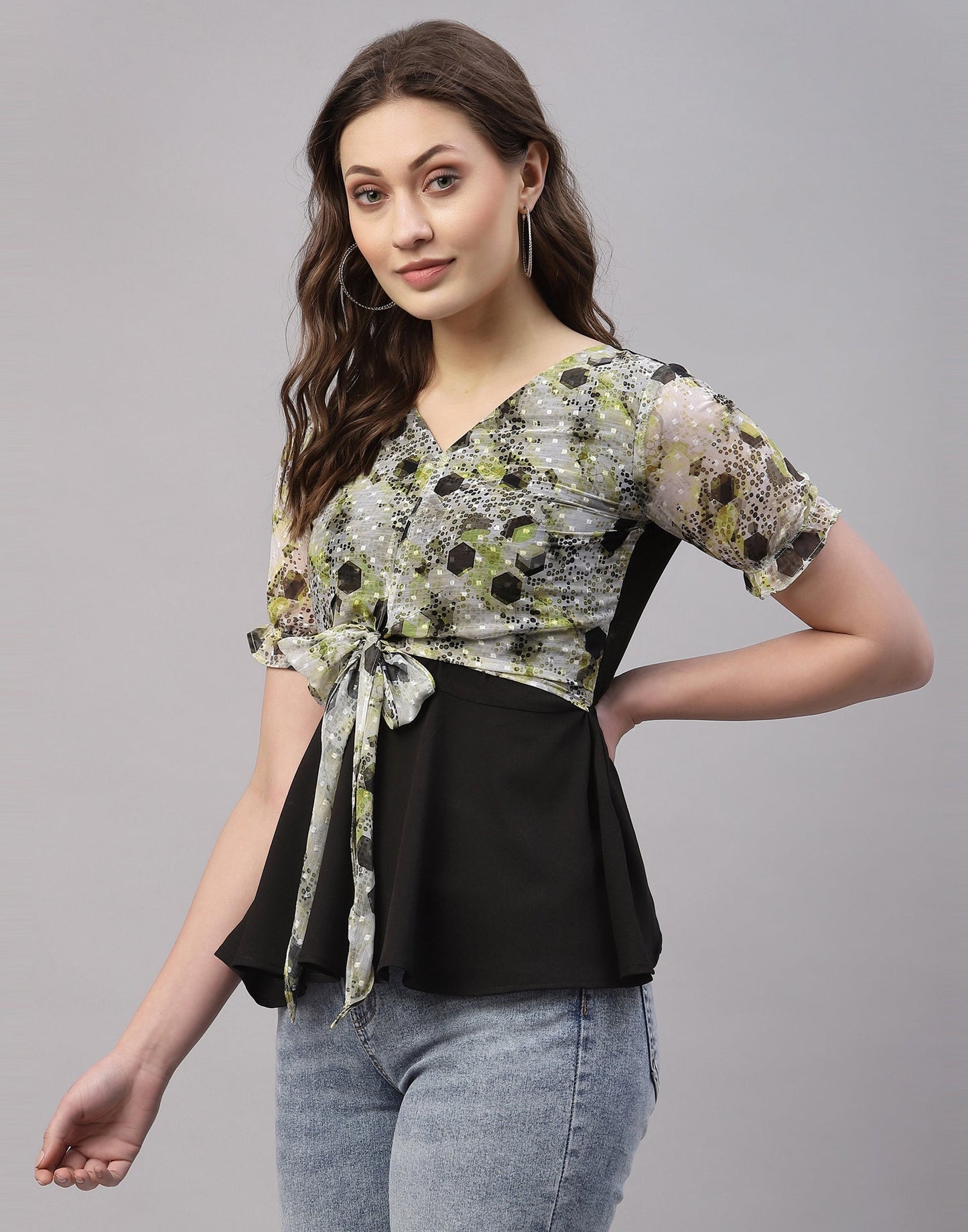 Green And Black Knoted Top