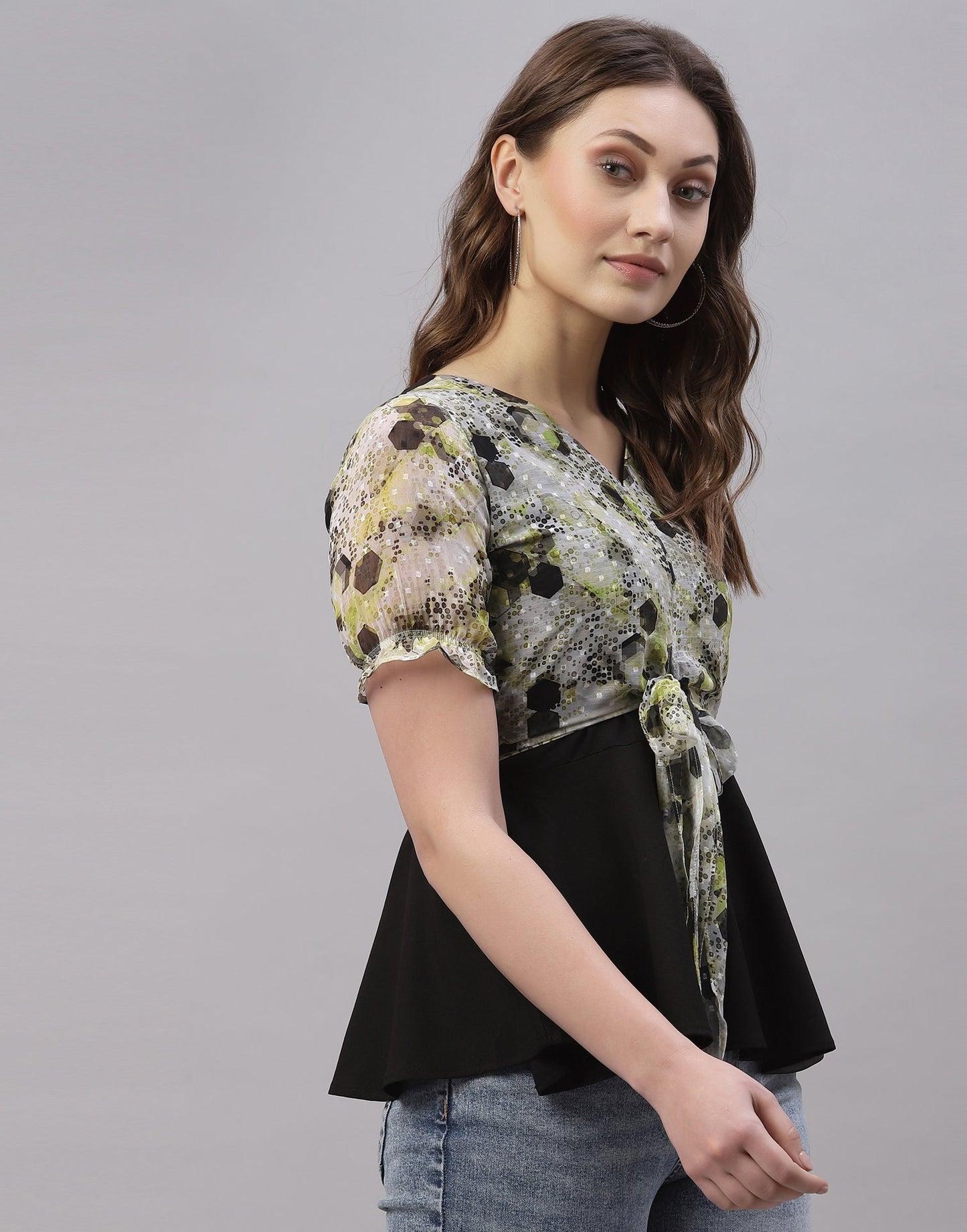 Green And Black Knoted Top