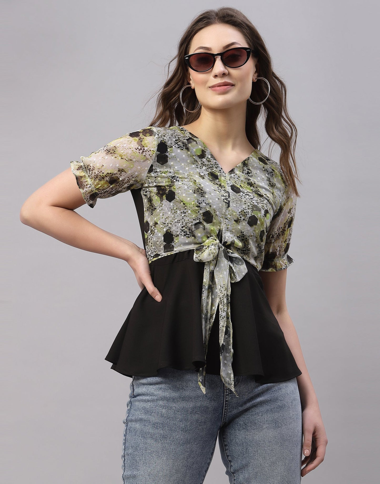 Green And Black Knoted Top