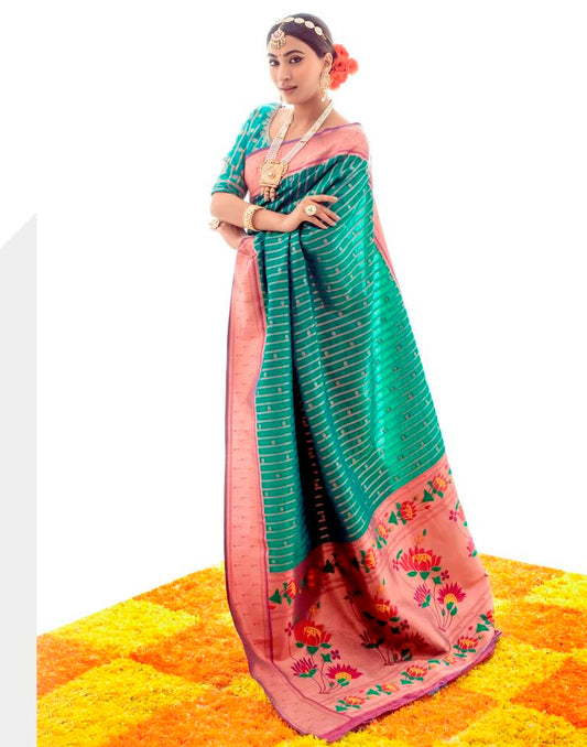 Green Jacquard Silk Saree