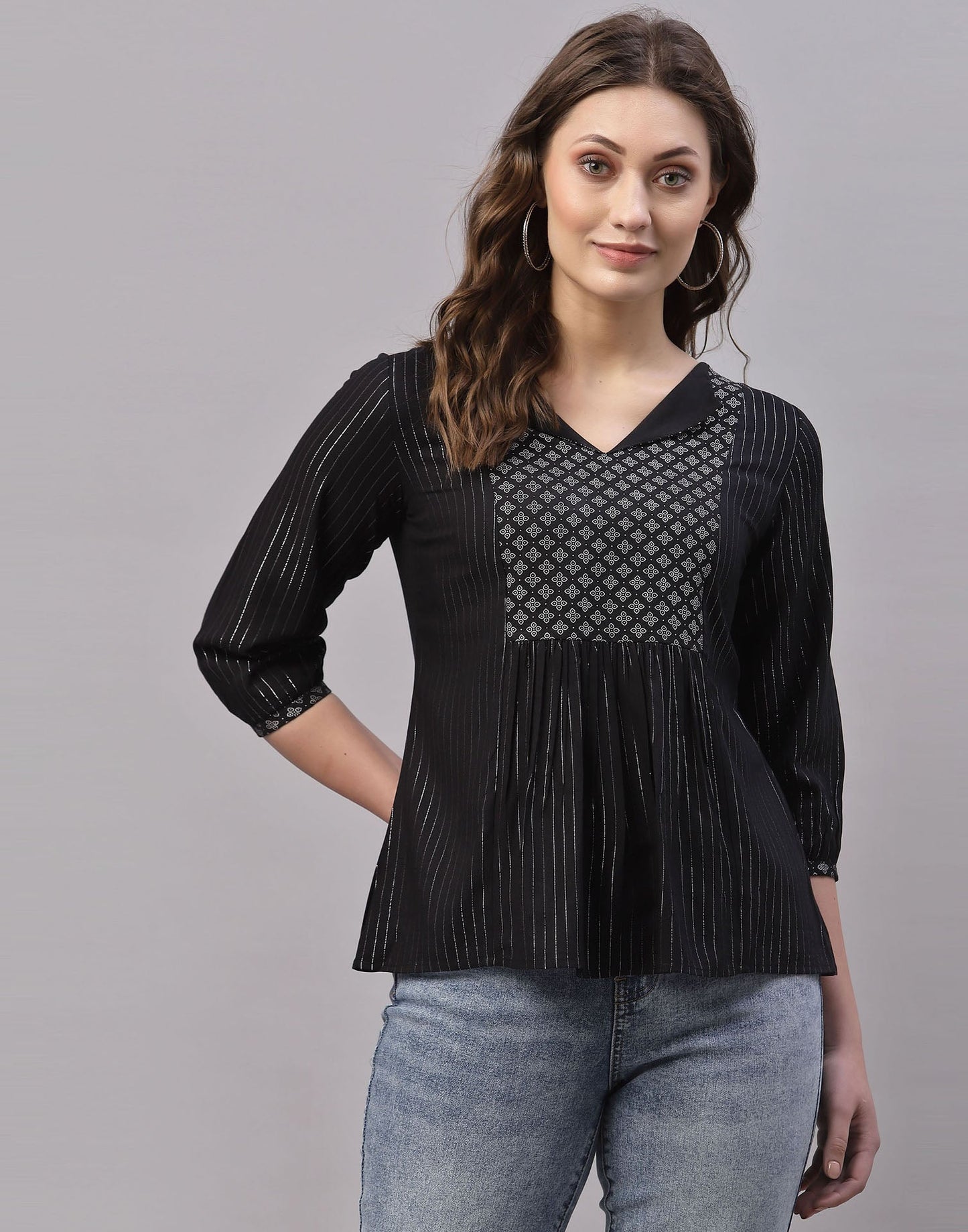 Black Gathered Top