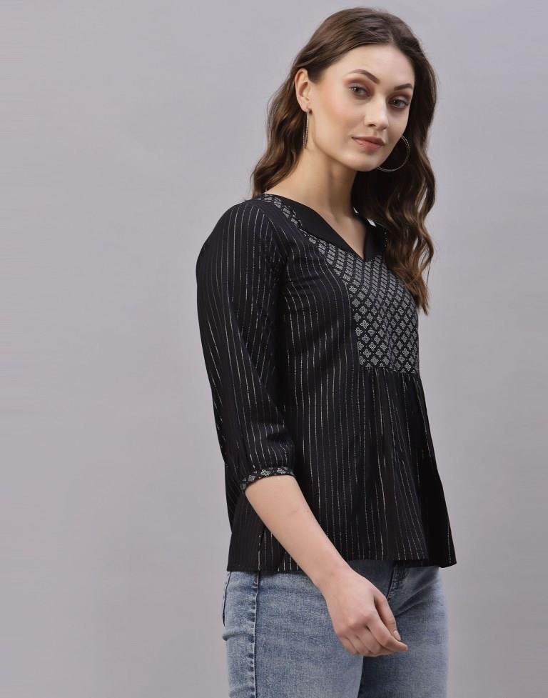 Black Gathered Top