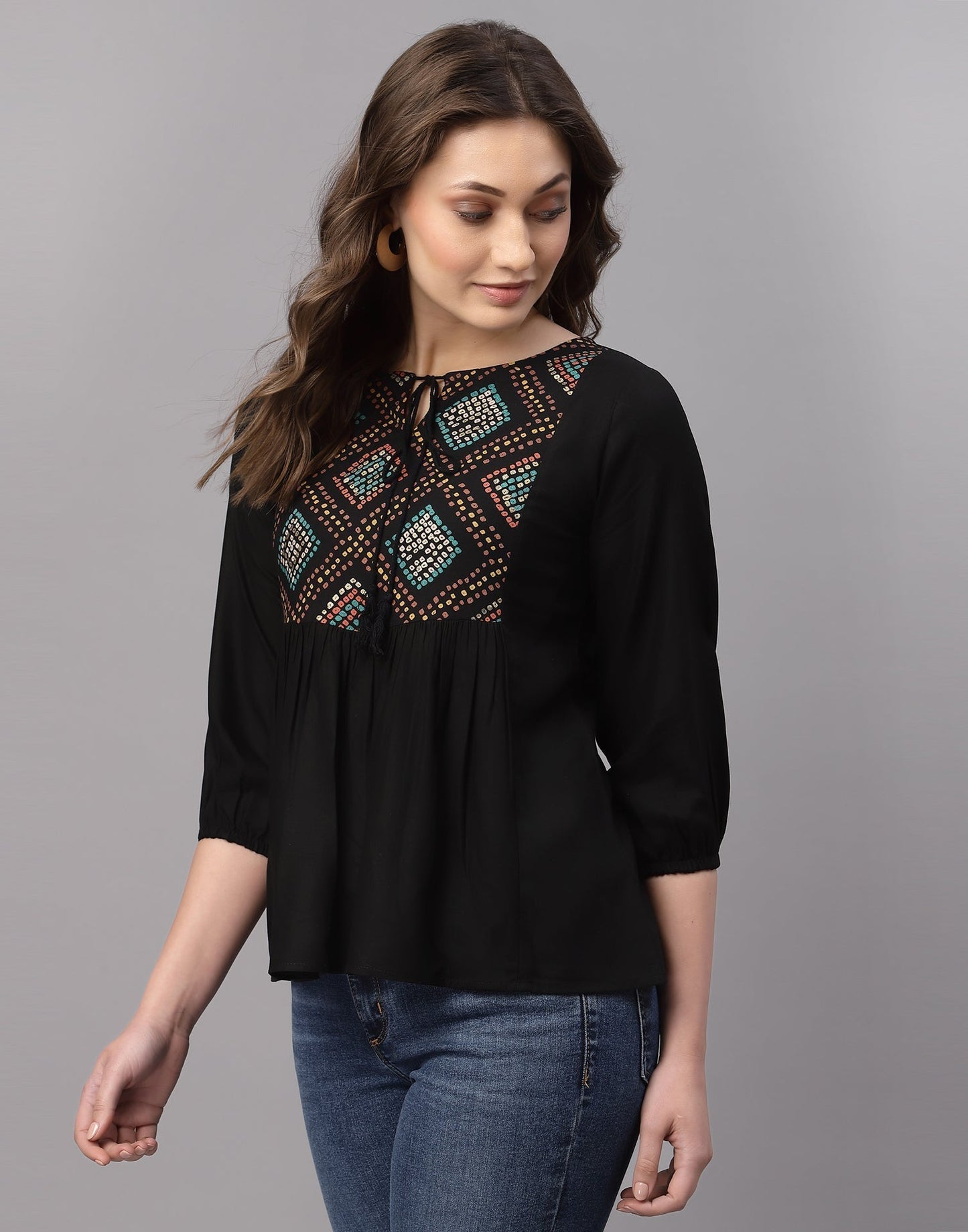 Black Gathered Top