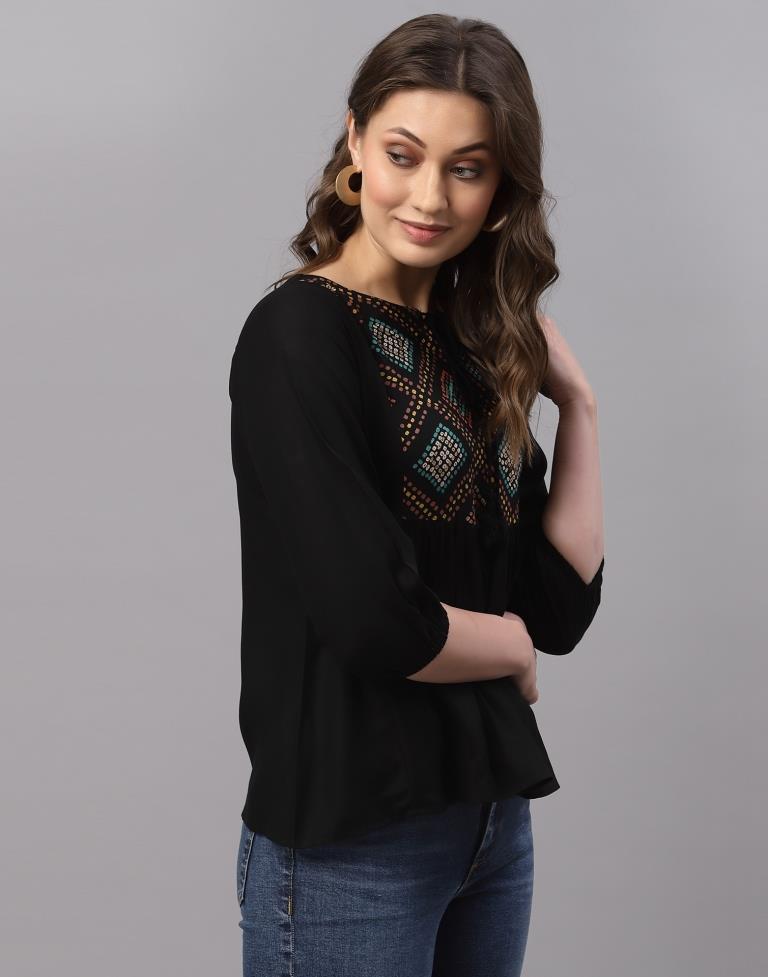 Black Gathered Top