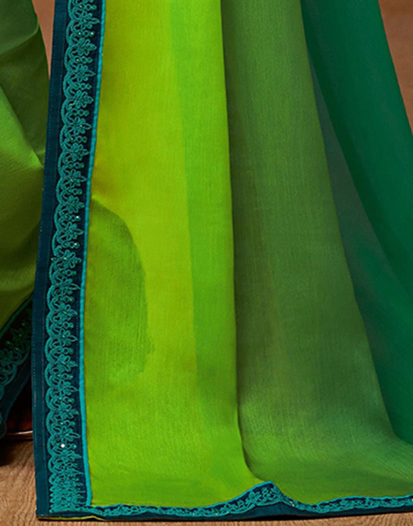 Parrot Green Chiffon Plain Saree