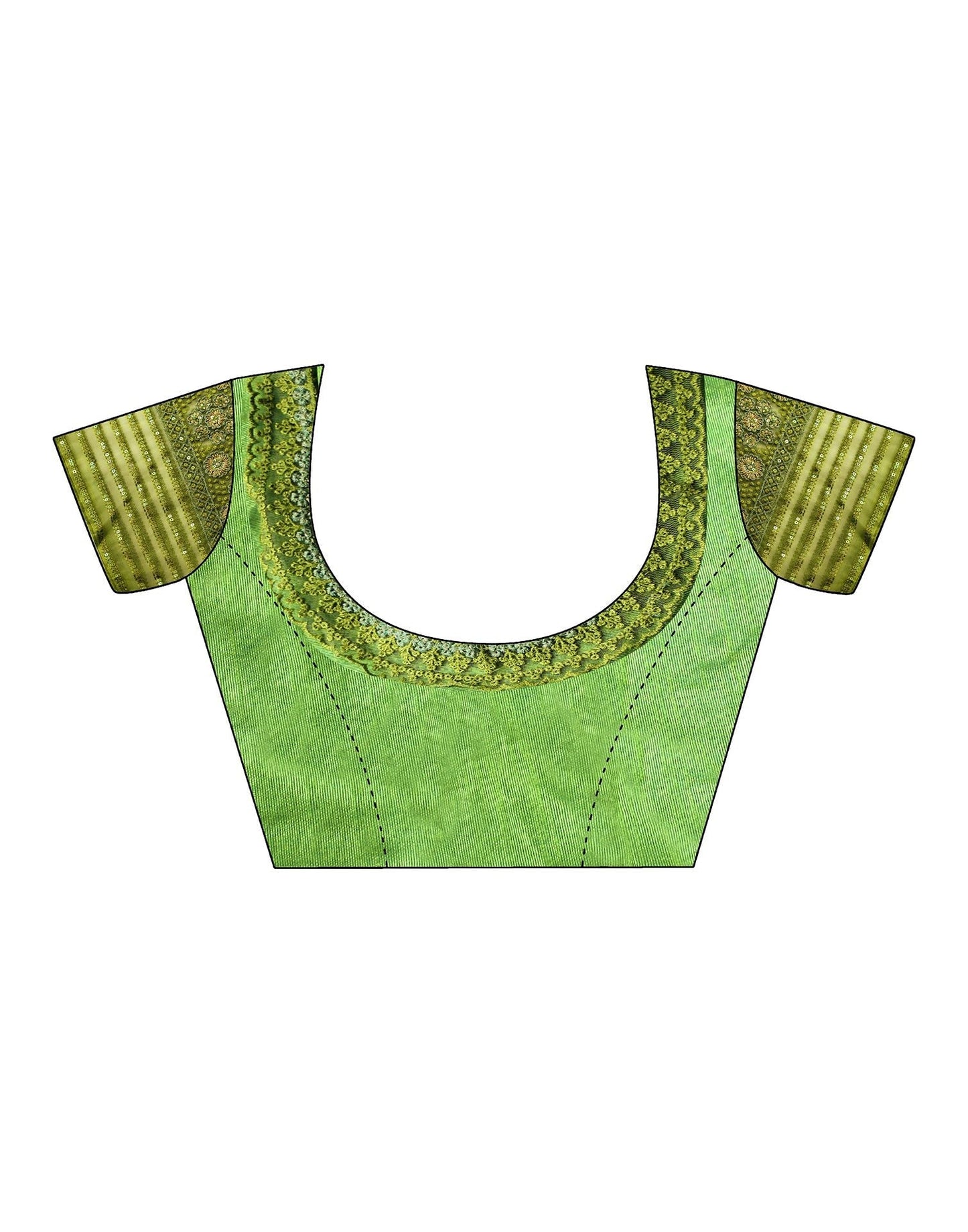 Parrot Green Chiffon Plain Embroidery Saree