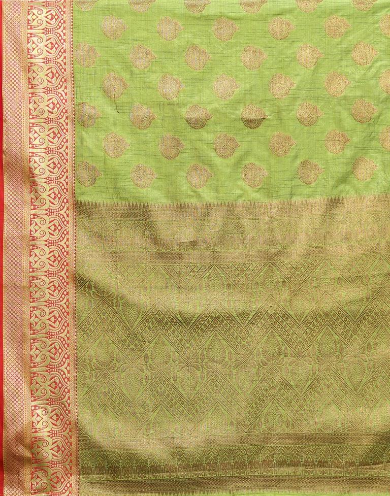 Parrot Green Jacquard Silk Saree