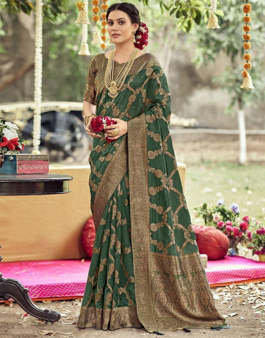 Green Banarasi Silk Weaving Saree