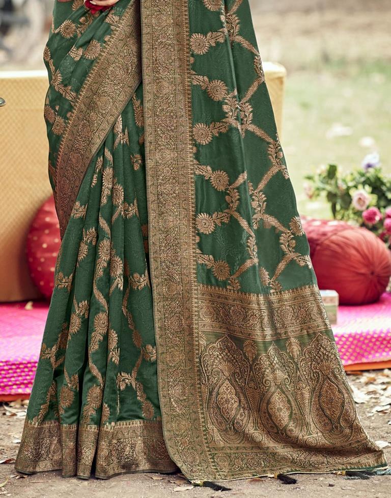 Green Banarasi Silk Weaving Saree