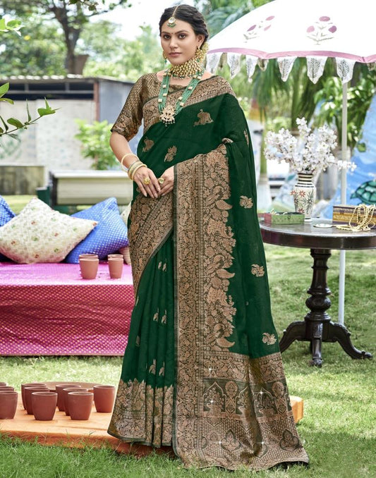 Green Banarasi Silk Weaving Saree