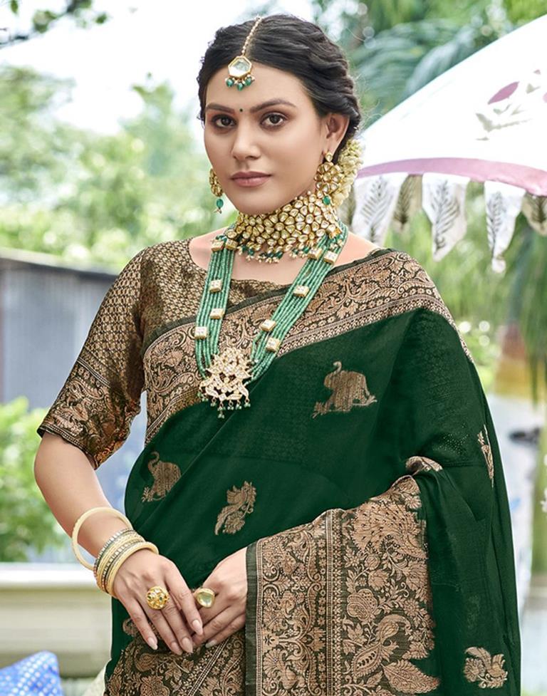 Green Banarasi Silk Weaving Saree