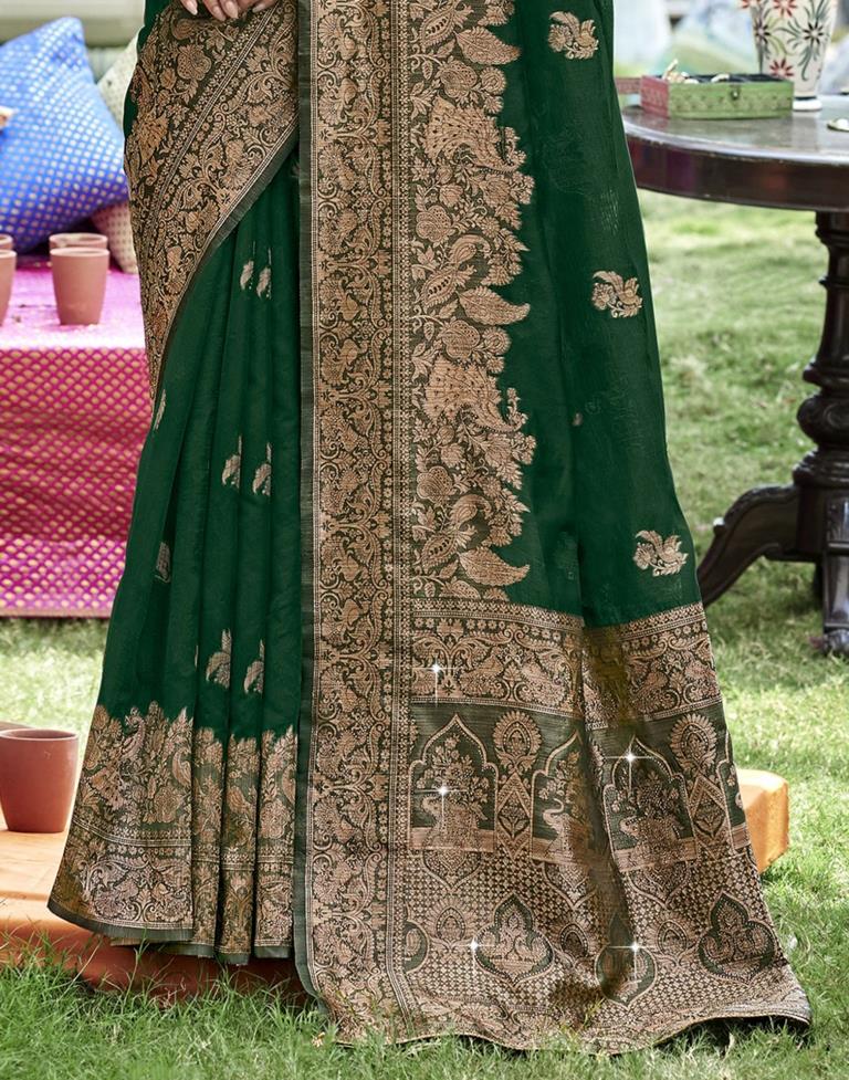 Green Banarasi Silk Weaving Saree