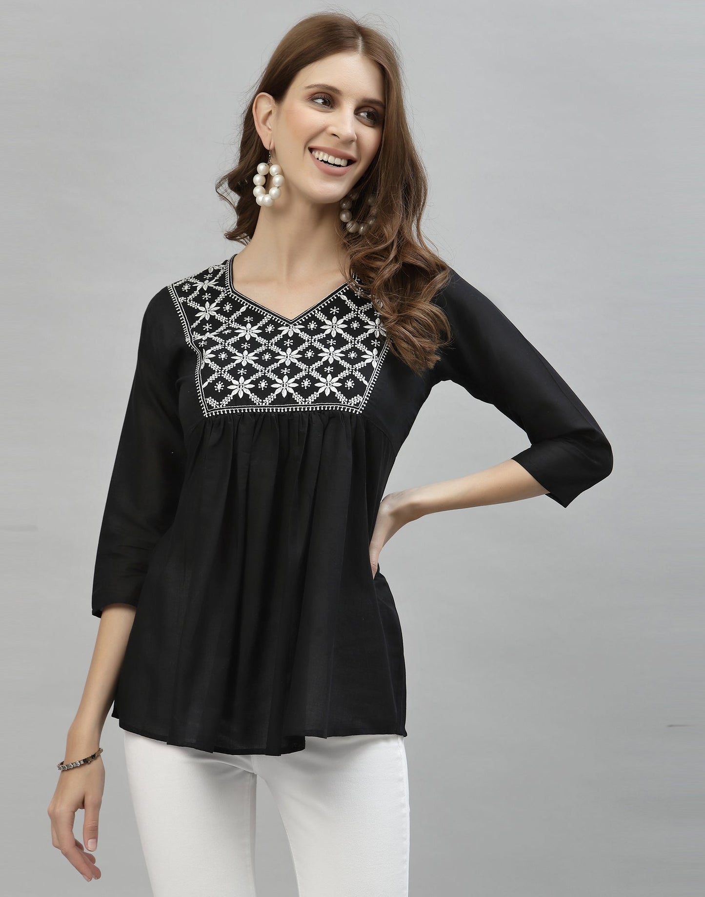 Black Embroidered Top