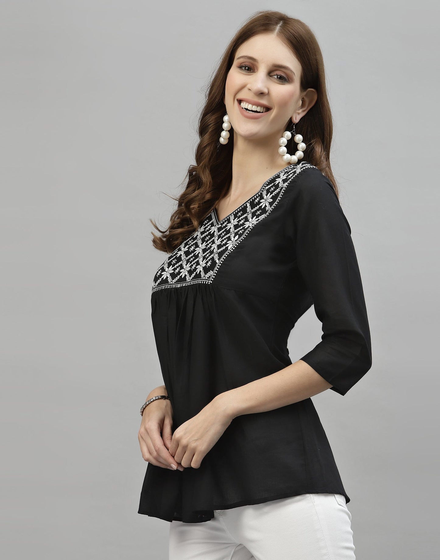 Black Embroidered Top