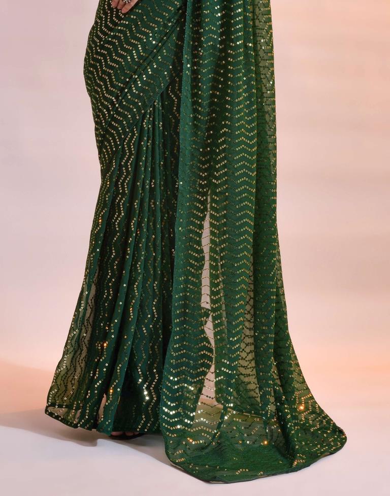 Green Georgette Sequence Saree