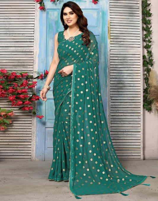 Green Georgette Printed Saree