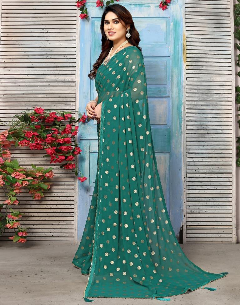 Green Georgette Printed Saree