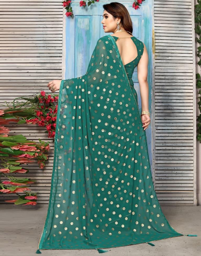 Green Georgette Printed Saree