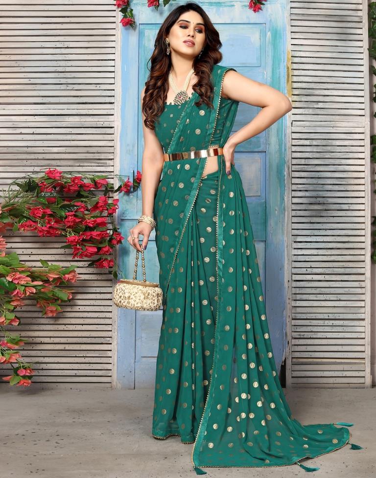 Green Georgette Printed Saree