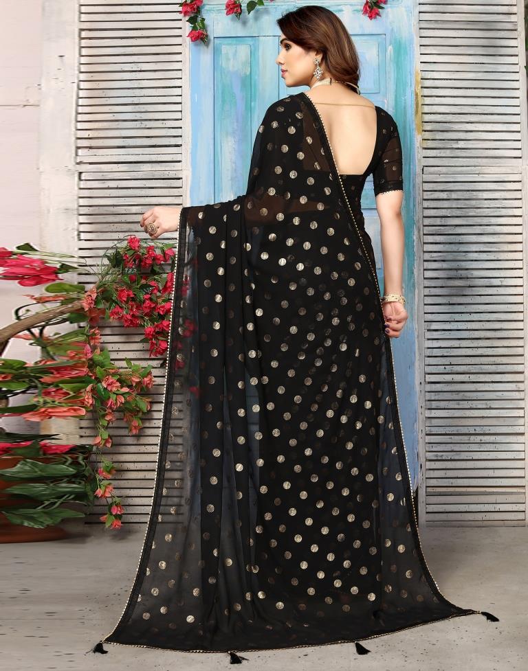 Black Georgette Printed Saree