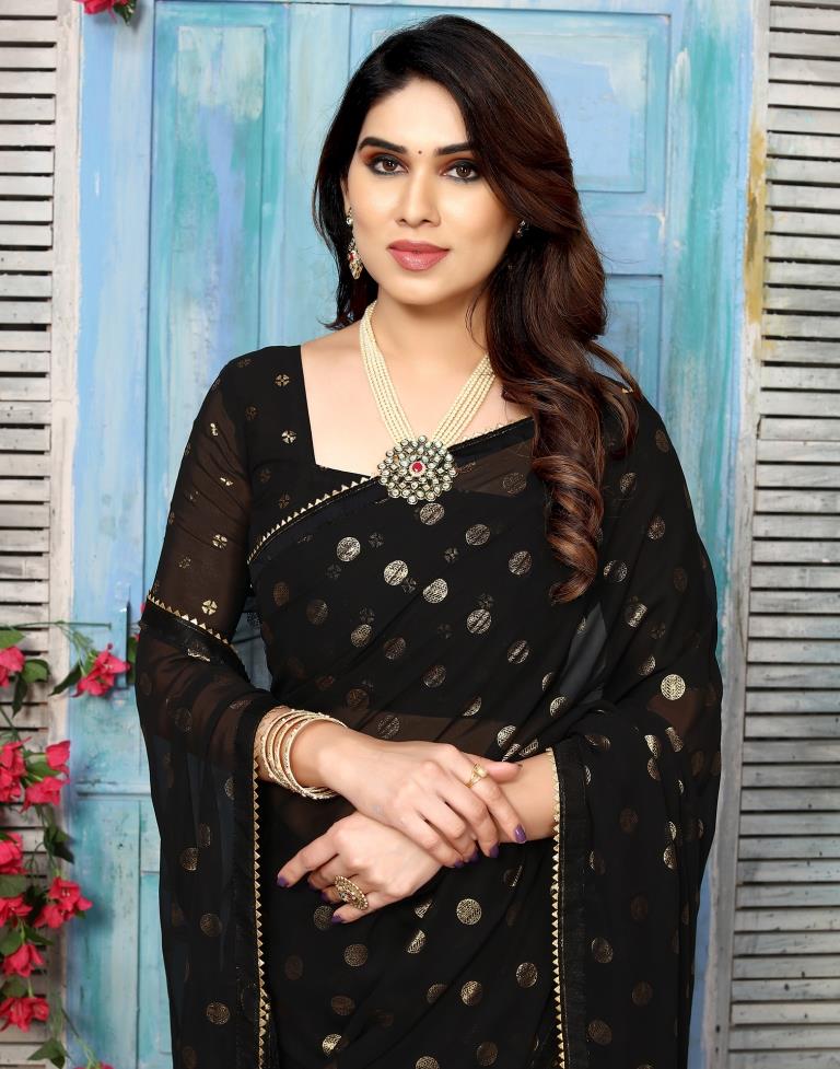 Black Georgette Printed Saree