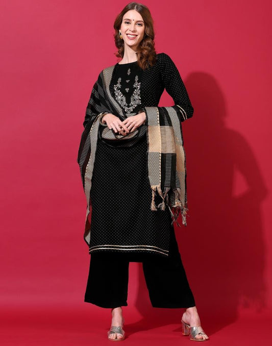 Black Kurti With Pant And Dupatta