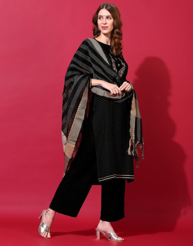 Black Kurti With Pant And Dupatta