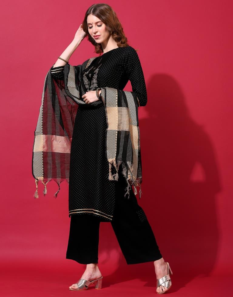 Black Kurti With Pant And Dupatta