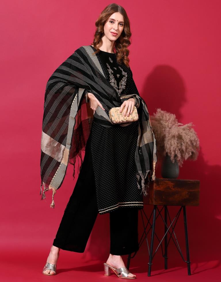 Black Kurti With Pant And Dupatta